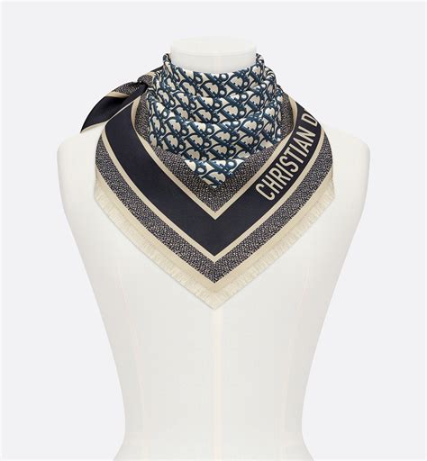 lenco da dior|Dior Oblique Diortwin 70 Square Scarf Navy Blue Silk Twill.